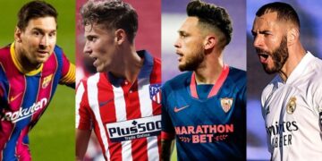 Cinco fechas y tres puntos de diferencia entre el Atlético, Barcelona, Real Madrid y Sevilla