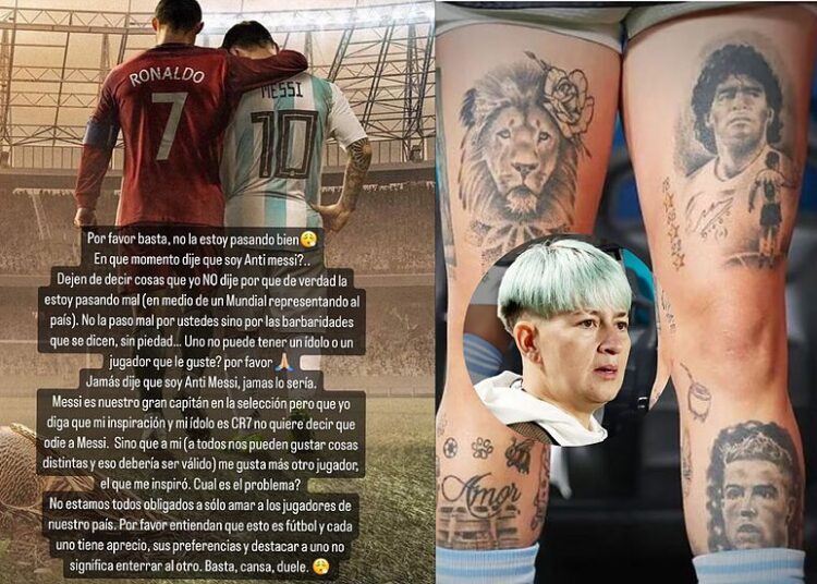 Critican a jugadora de Argentina por tener un tatuaje de Cristiano Ronaldo