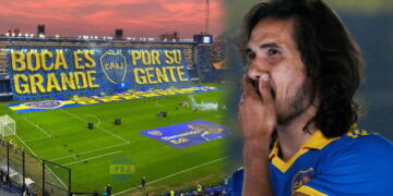 Cavani anotó su primer gol con la camiseta de Boca Juniors